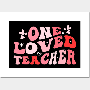 Valentines Day Loved Teacher Teaching Groovy Women Men Posters and Art